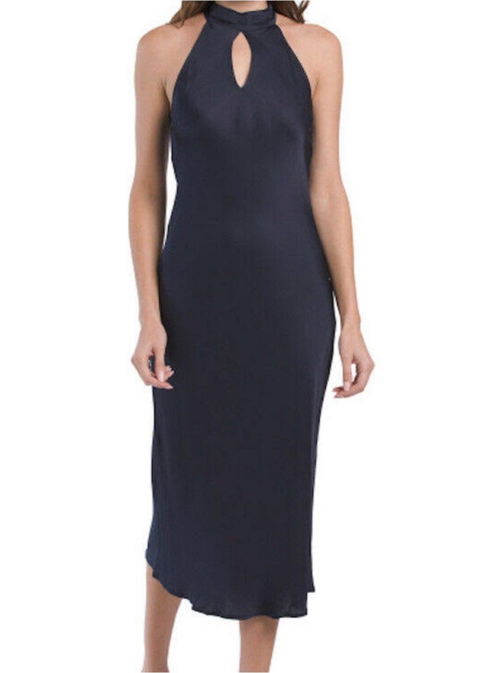 Young Fabulous & Broke Lou Lou Sleeveless Navy Halter Midi Dress with Keyhole